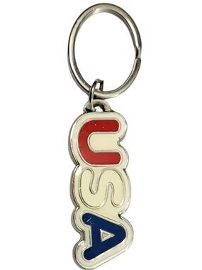 SWIBCO NW0T Red, White & Blue Galaxy Keychain Silver Metal USA